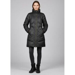 Armani Exchange Black Quilted Zip Closure High Collar Long Puffer Coat Women's M